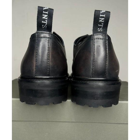 AllSaints Mens 11M Tor Washed Leather Oxfords Dark Brown - Picture 7 of 9